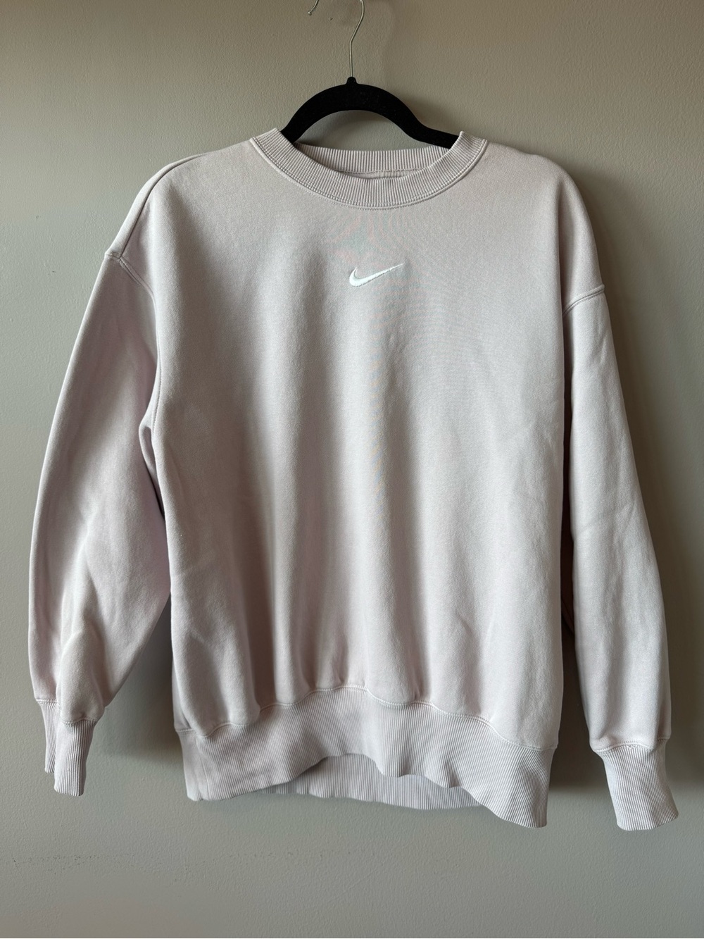 Nike Women’s Cotton Middle Check Loose Fit Crew Neck Sweatshirt Gray Size XS